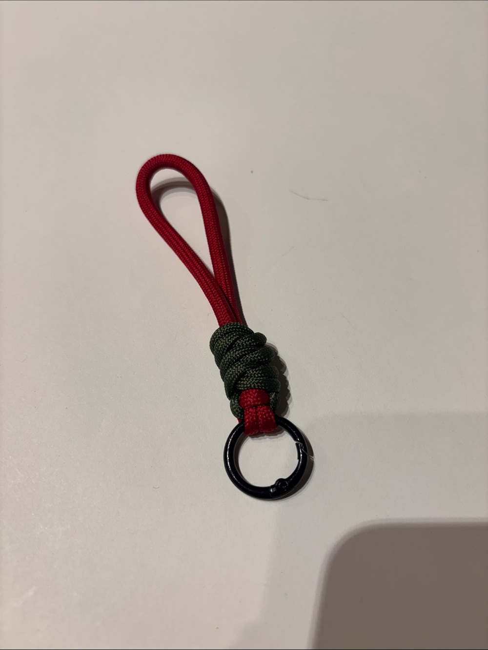 Handmade Red & Olive Paracord Key Ring Loop